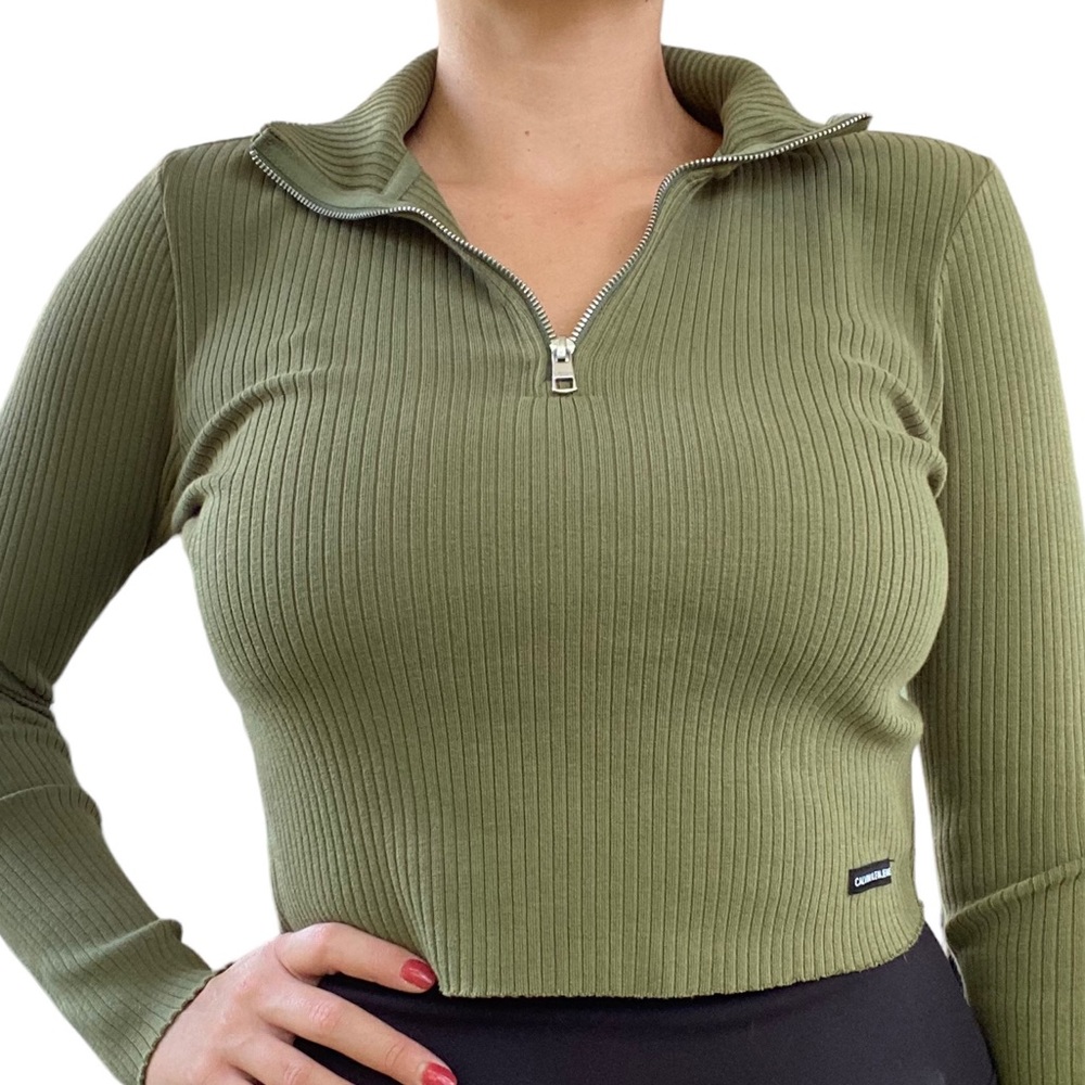 Calvin Klein- Olive Green Pullover Zipper Sweater 🫒